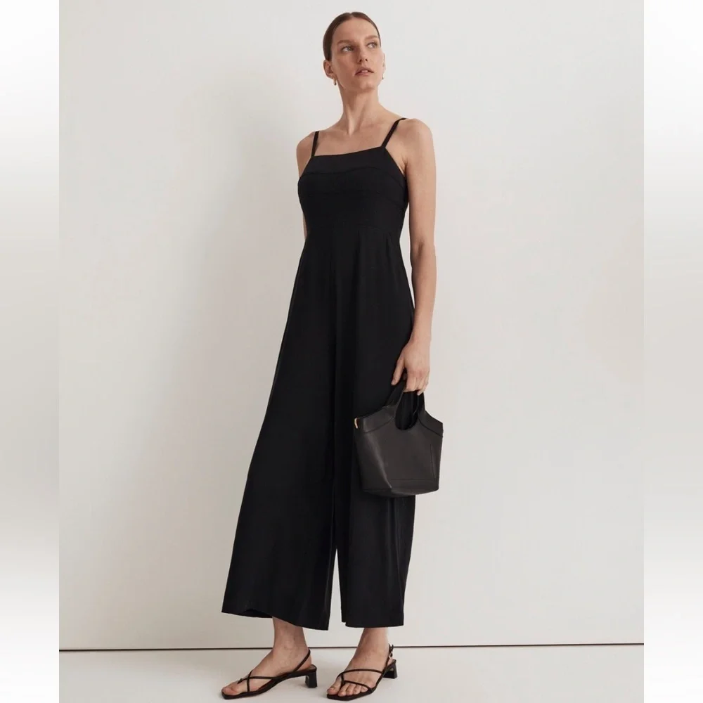 NEW Madewell Square-Neck Wide-Leg Sleeveless Jumpsuit Size 2 Black